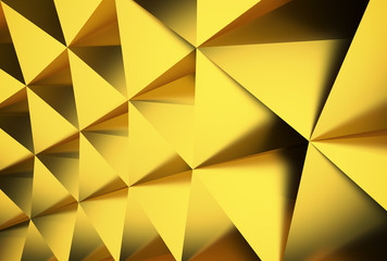 3D Rendering of Gold Triangles Background