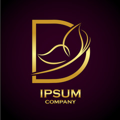 Fototapeta premium Abstract letter D logo,Butterfly Gold, beauty and fashion logo