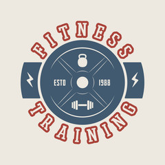 Gym logo, badge, label, mark in vintage style.