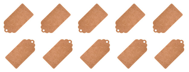 label tags from recycled paper isolated on a white background