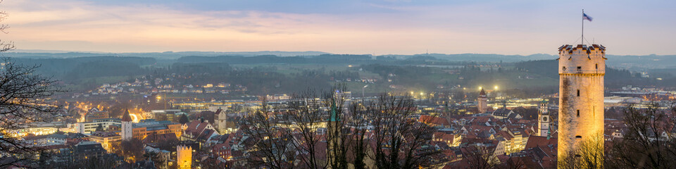 Sonnenuntergang über Ravensburg - obrazy, fototapety, plakaty