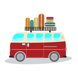  Vintage Passenger van car with bag on roof