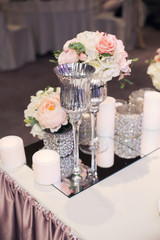 luxury wedding table with beautiful flowers. violetstylized