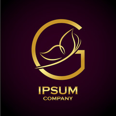 Abstract letter G logo,Butterfly Gold, beauty and fashion logo