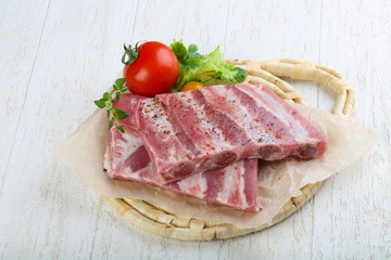 Raw pork ribs