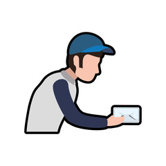 postman envelope delivery shipping logistic security icon. Isolated and flat illustration. Vector graphic