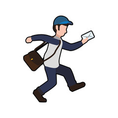 postman envelope delivery shipping logistic security icon. Isolated and flat illustration. Vector graphic