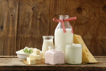 organic dairy products - milk, sour cream, cottage cheese, yogurt