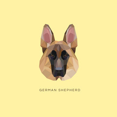 German Shepherd dog portrait vector illustration in modern geometric style