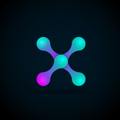 X letter logo icon template.Technology,network,digital,Vector Illustration
