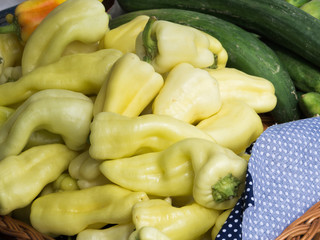 Fresh peppers on farmers market.