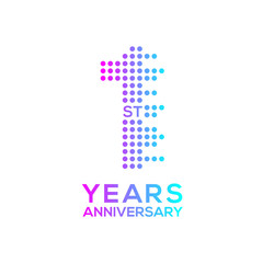 1 years anniversary with a circle,dotted,digital,technology logo