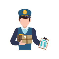 postman delivery shipping logistic security icon. Isolated and flat illustration. Vector graphic