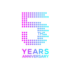 5 years anniversary with a circle,dotted,digital,technology logo