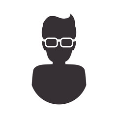 Man glasses male avatar person people icon. Isolated and flat illustration. Vector graphic
