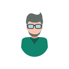 Man glasses male avatar person people icon. Isolated and flat illustration. Vector graphic