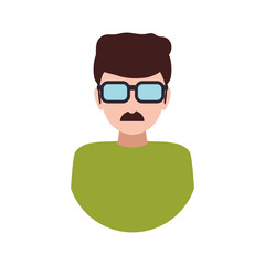 Man glasses male avatar person people icon. Isolated and flat illustration. Vector graphic