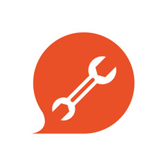 wrench bubble tool repair contruction icon. Isolated and flat illustration. Vector graphic