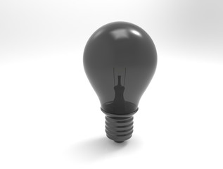 Bulb with balck glass on background. 3d render.