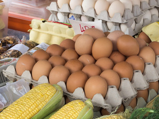 Fresh eggs on farmers market
