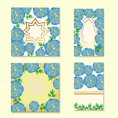 square and rectangular cards with the image of multi-colored sty