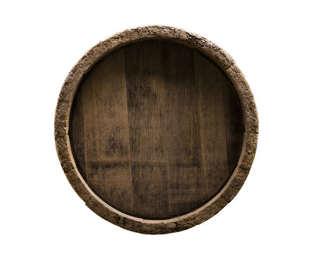 Wine wooden barrel isolated on white background