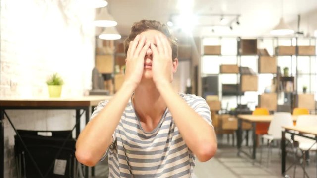 Frustrated stressed shocked man , Face expression, emotion, reaction