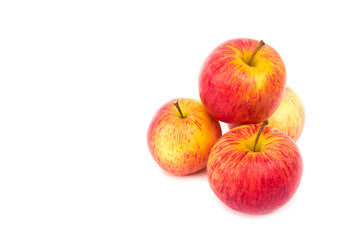 Red apples on white background