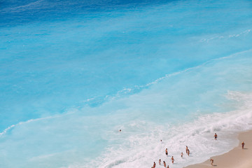 Aerial shot of beautiful Mediterranean beach in Greece