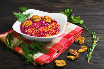 Fresh vegetarian salad with beets