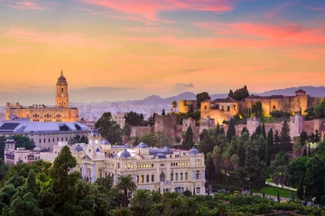 Selbstklebende Fototapete Europäische Orte Malaga, Spanien Altstadt Skyline