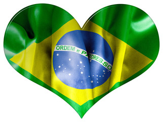 Brazil Flag Textured Heart