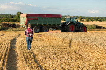 female farmer with tractor