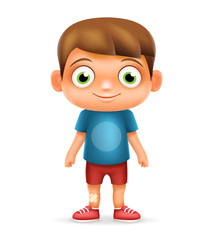 Boy Realistic 3d Child Cartoon Character Icon Isolated Vector Illustrator