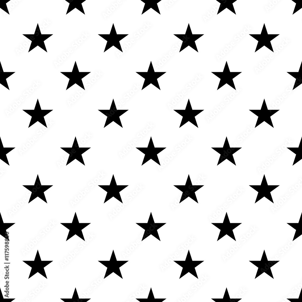 Canvas Prints stars seamless pattern. black and white retro background elements. abstract geometric shape texture.