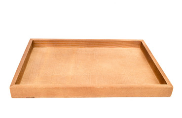 Wooden tray on white background