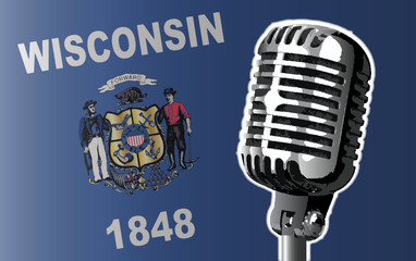 Wisconsin Flag And Microphone