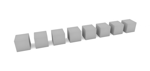 cubes row - 3d illustration