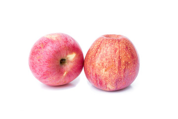 Red apples on white background