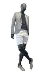 Male mannequin dressed in jacket and sort