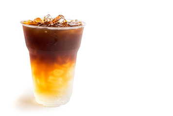 Ice of americano on white background, Ice coffee