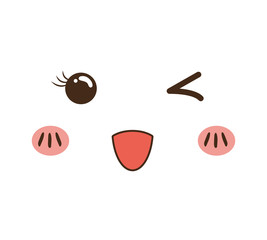 kawaii cartoon face expression smile icon. Isolated and flat illustration. Vector graphic