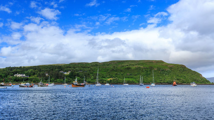 Fototapeta na wymiar view on Portree bay, Isle of Skye, Scotland, UK