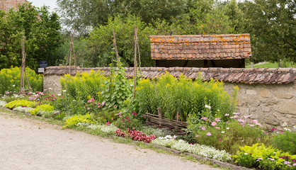 Parterre de fleurs dans l'allée