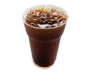 Ice of americano on white background, Ice coffee