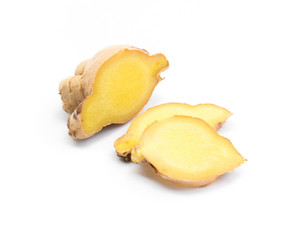 Fresh ginger on white background,raw material for cooking