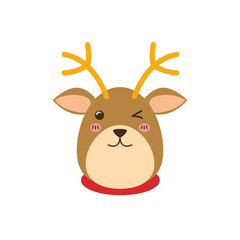 Fototapeta premium reindeer deer merry christmas decoration cartoon icon. Isolated and flat illustration. Vector graphic