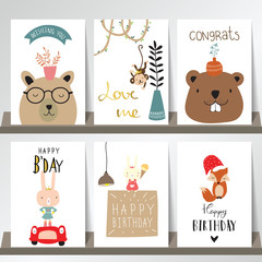 Colorful collection for banners,Flyers,Placards with fox,rabbit,