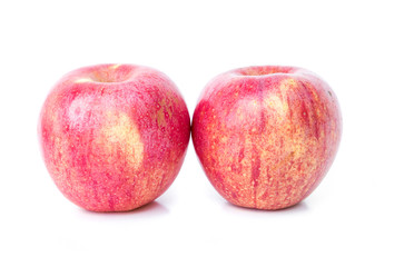 Red apples on white background