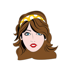 woman girl retro hair pop art icon. Isolated and flat illustration. Vector graphic